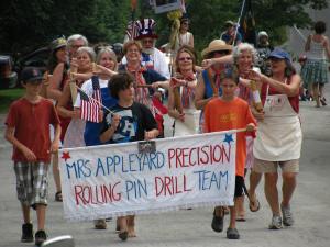 Participating in the Maple Corner 4th of July parade The precision rolling pin drill team in the Maple Corner 4th of July parade